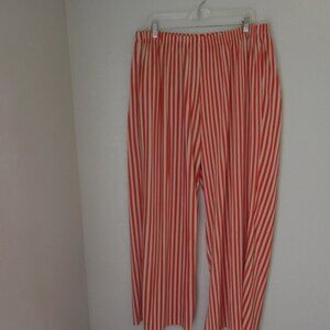 TOP SHOP Orange & Cream Wide Leg Ribbed Size 12 Elastic Waist Stripe Pants